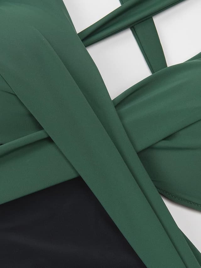 Thumbnail 6 de Costume da bagno intero donna CUPSHE con scollo a V colorblock e spalline incrociate