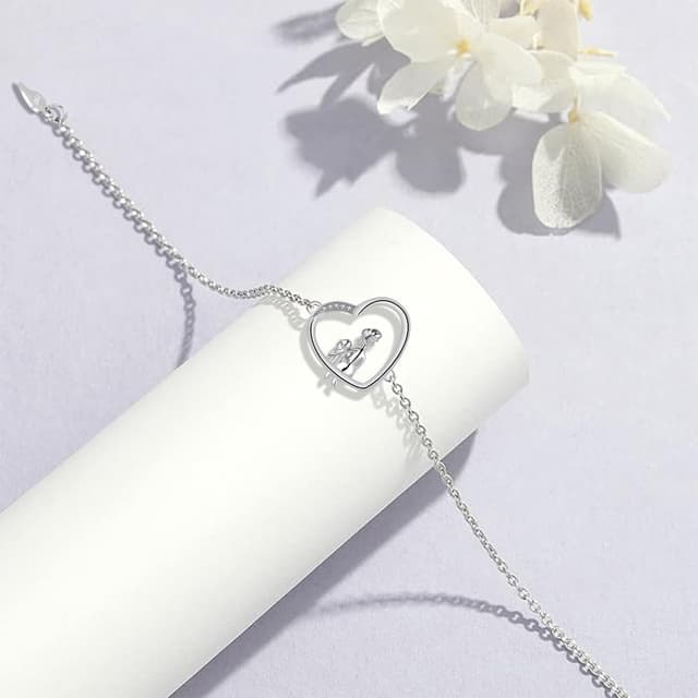 Detalle 2 de Bracelet pendentif cœur en argent sterling 925 Yinsen, réglable (17 + 4 cm)