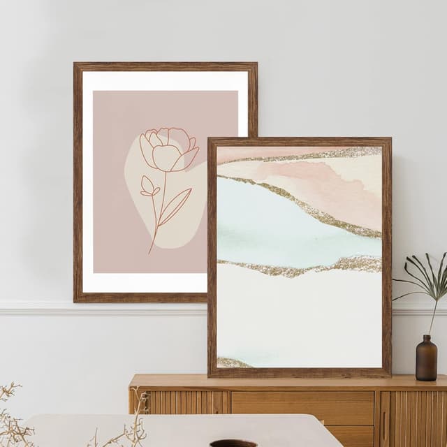 Detalle de Hongkee 22x28 Rustic Brown Wood-Style Frame Set (2-Pack) for 18x24 Photos or 22x28 Posters