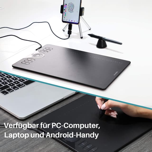 Detalle de HUION HS610 Grafiktablett (10 x 6,25 Zoll) mit 8.192 Stiftdruck und Neigungsfunktion