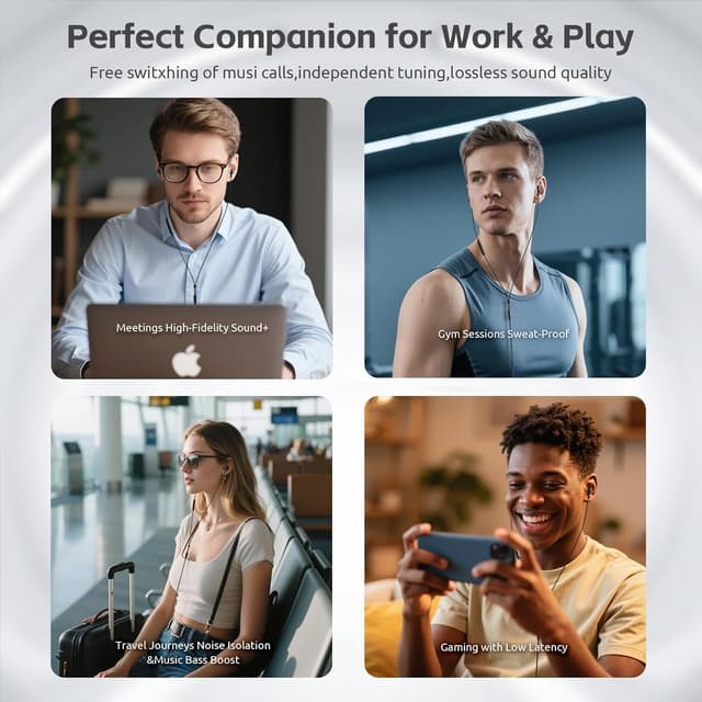 Thumbnail 6 de MORMOQUE USB-C Headphones (Wired) for iPhone 15/16/17, Samsung Galaxy & More — In-Ear Earbuds with Mic, Magnetic Cord, 6 Ear Tips (Black)