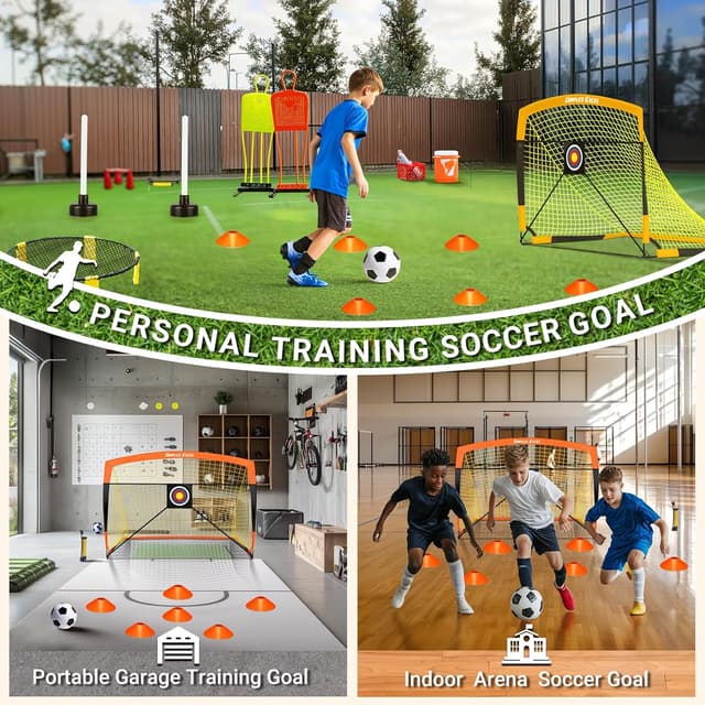 Detalle 2 de Dimples Excel – Lot de 2 buts de football pop-up pour enfants, 152 x 91 cm, orange