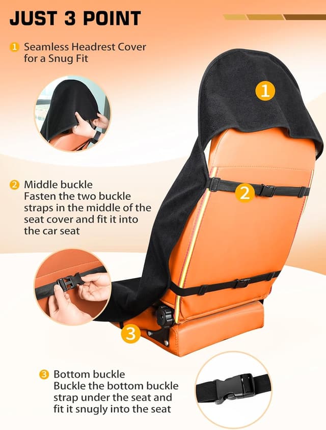 Detalle de TESFEEL Towel Car Seat Cover (GRS Certified Recycled Microfiber), Non-Slip Universal Front Protector — 2-Pack, Black