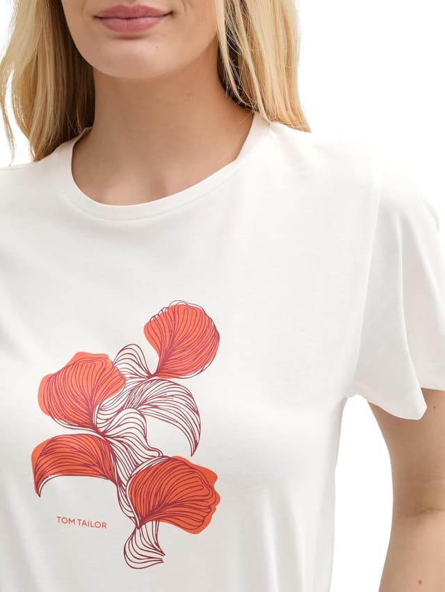Detalle de TOM TAILOR T-Shirt donna 1047837 in cotone biologico (confezione da 1)