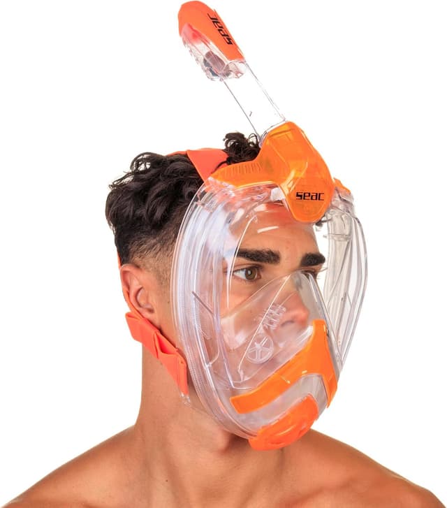 Detalle de SEAC AMICA Maschera integrale snorkeling full face per adulti e bambini (dai 6 anni) con visione 180°