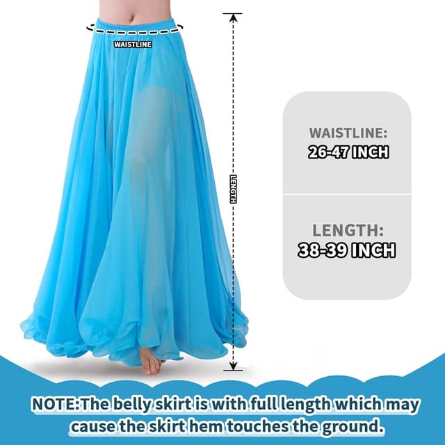 Detalle de Baisdan Jupe Danse Orientale en chiffon fluide pour femme – jupe flamenco 720°