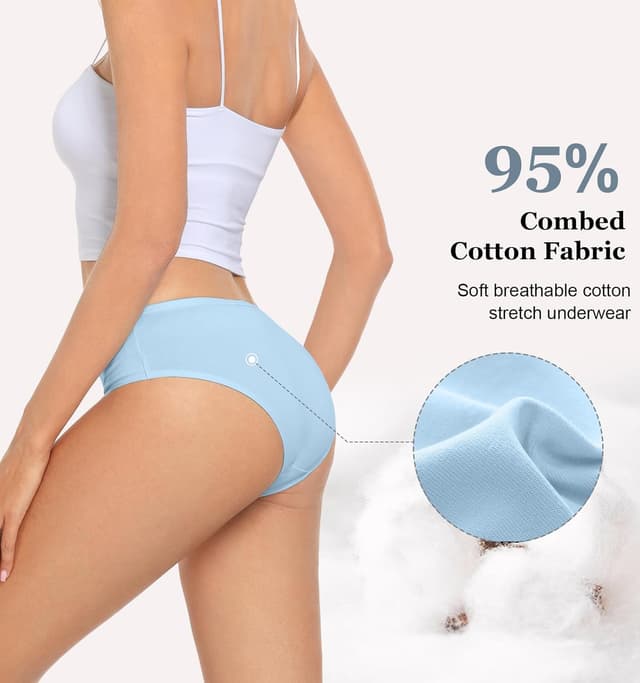 Detalle 2 de coskefy Women’s Cotton Knickers (6 Pack) – Soft, Breathable Hipster Briefs