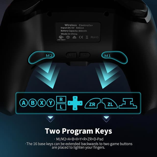 Detalle 1 de AceGamer 2pcs Wireless Controller for Switch (Hall Joystick, 6-axis Gyroscope, Turbo Burst)