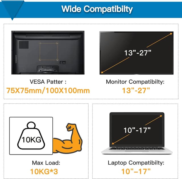 Thumbnail 2 de HUANUO Braccio doppio per monitor e laptop 13–27"