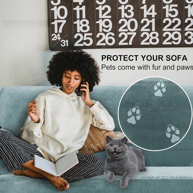 Detalle de Ystyle Copridivano in velluto elasticizzato universale per divano 1 posto con braccioli, antimacchia antiscivolo, grigio-blu