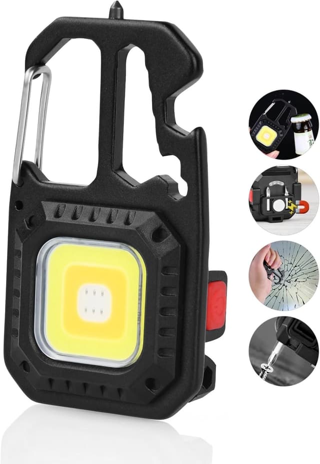Detalle de URAQT Mini torcia LED COB portachiavi magnetica con 7 modalità, 800 lumen e funzioni emergenza