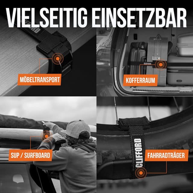 Thumbnail 6 de CLIFFORD Spanngurte mit Schutzpolster – Zurrgurte 25 mm, 0,5–5,5 m, EN12195-2 (500 kg Umreifung / 250 kg Geradezug)