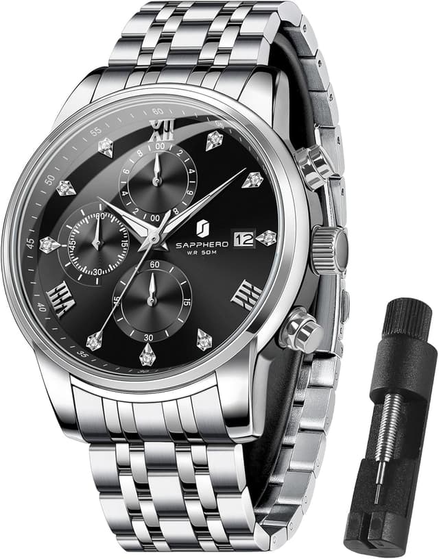 Imagen de SAPPHERO orologio rotondo 30M impermeabile en OfertitasTOP