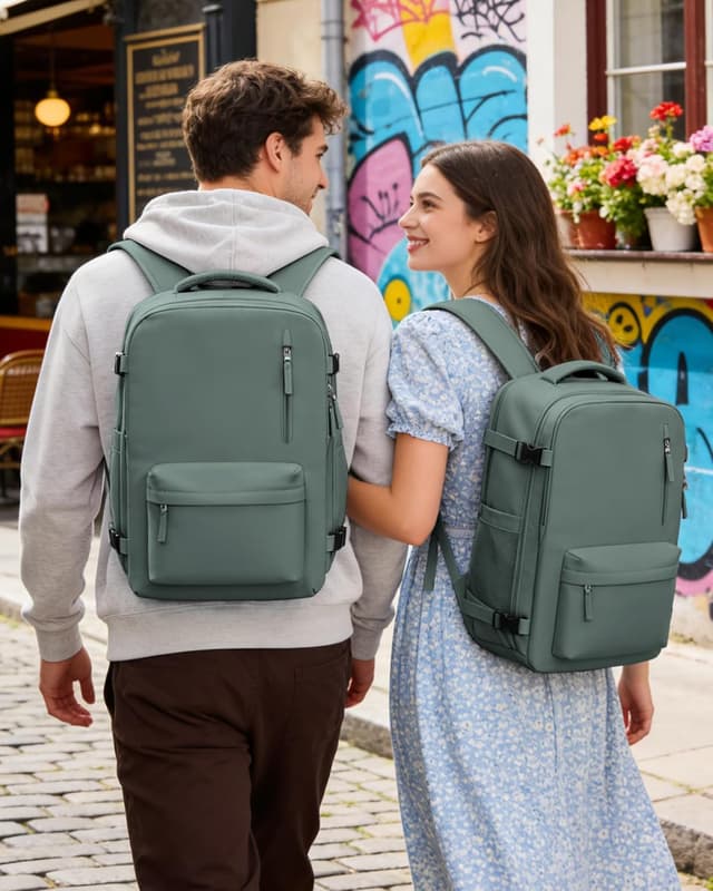 Detalle de BJLFS Zaino da viaggio Ryanair 40x30x20 (sottovuoto con pompa) con scomparto laptop e tasca umido-asciutto