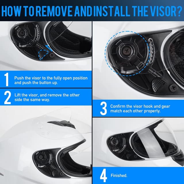 Thumbnail 6 de Favoto Casco moto integrale per adulti XL (61 cm) bianco approvato ECE 22.06