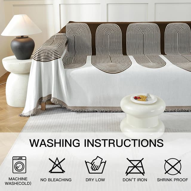 Detalle 2 de YSTELLAA Copridivano 3 Posti 180×340 cm, telo universale quattro stagioni antimacchia Caffè Scuro-Arc