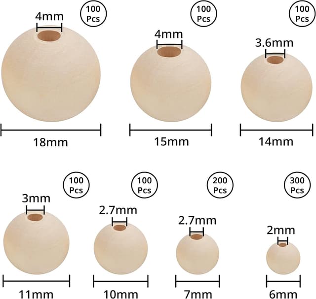 Thumbnail 1 de BELLE VOUS Natural Wooden Craft Balls 1000 Pack 🎨