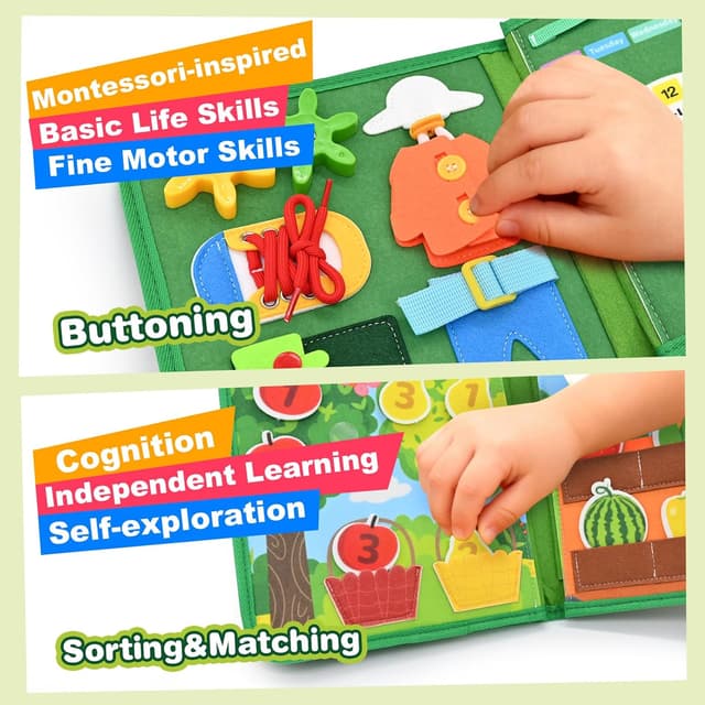 Detalle 2 de Montessori Animal Farm Busy Board for 1 Year Olds