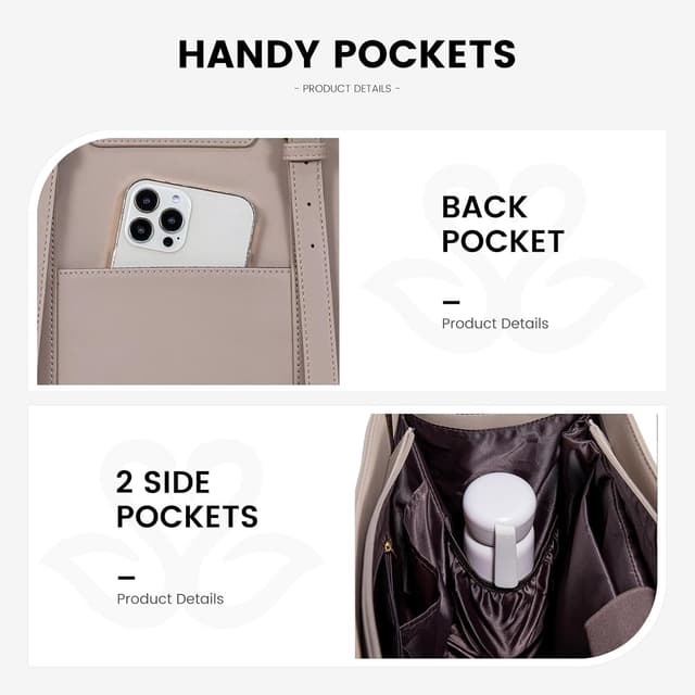 Detalle 2 de LOVEVOOK Women’s 15.6-inch laptop bag tote with compartments and waterproof PU leather