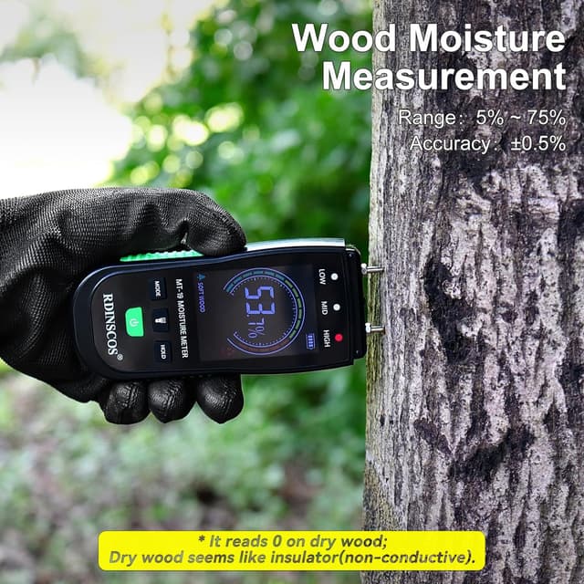 Detalle de RDINSCOS 3-in-1 Pin Type Damp Meter (MT19C) for Walls, Wood & Building Materials