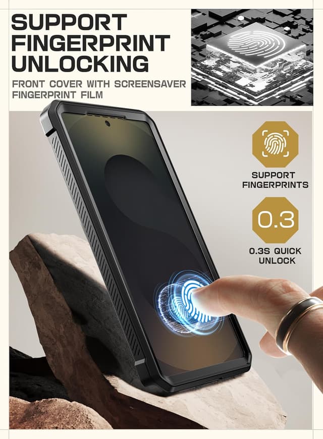 Thumbnail 6 de SUPCASE for Samsung Galaxy S25 Ultra Case with Stand (Unicorn Beetle Pro) — built-in screen protector, kickstand & rotating belt-clip, Black