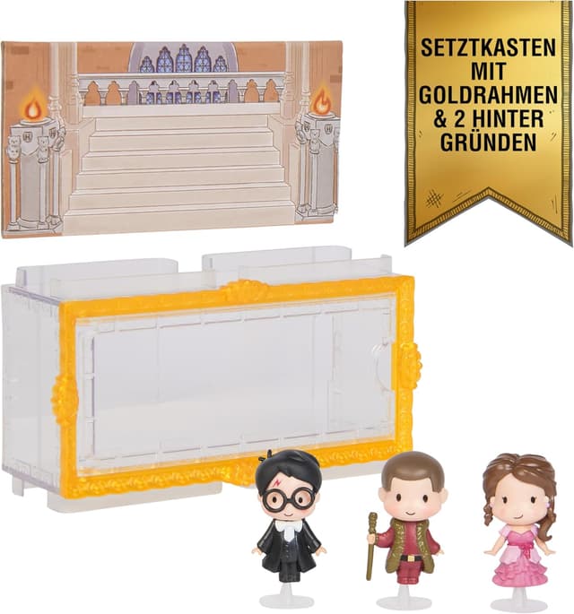 Detalle de Wizarding World Harry Potter Micro Magical Moments Sammelfiguren‑Multipack „Weihnachtsball“ (Harry, Hermine, Viktor Krum)