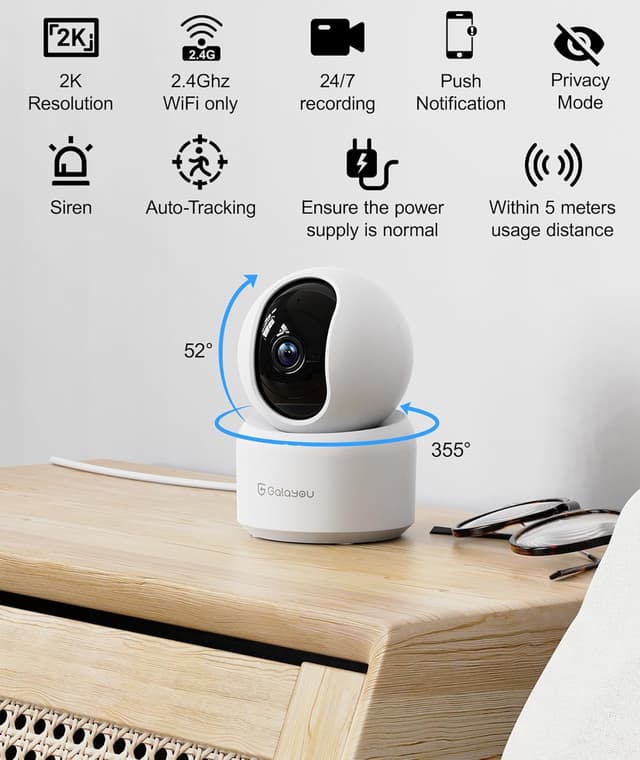 Detalle 2 de GALAYOU G2 2K Pet Camera with 360° tracking