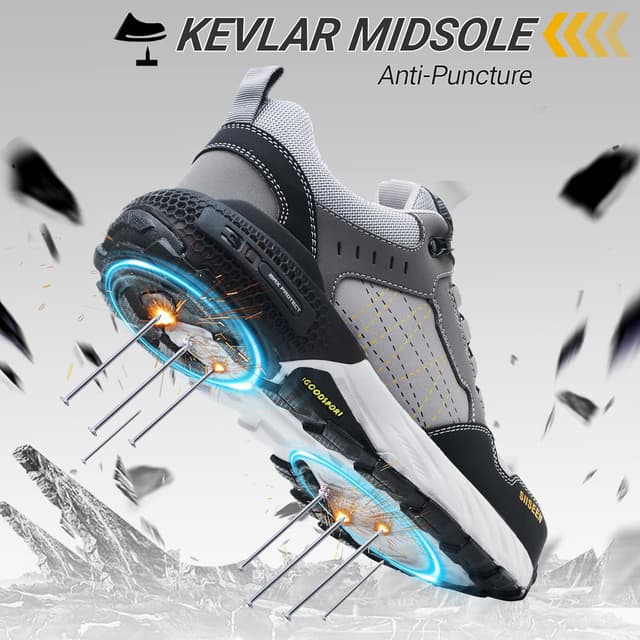 Detalle 2 de Stillithou Safety Trainers steel toe cap work shoes with swivel buckle laces