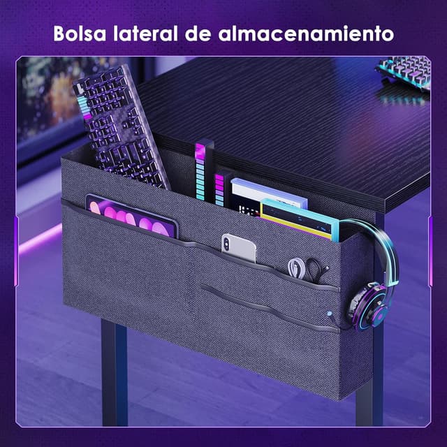 Thumbnail 5 de Coleshome Escritorio Gaming en L 130x100 con LED