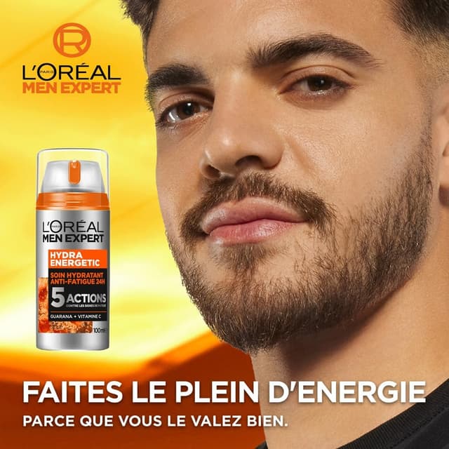 Detalle 2 de L’Oréal Men Expert Hydra Energetic Soin hydratant anti-fatigue 24H Vitamine C pure 10% – 100 ml