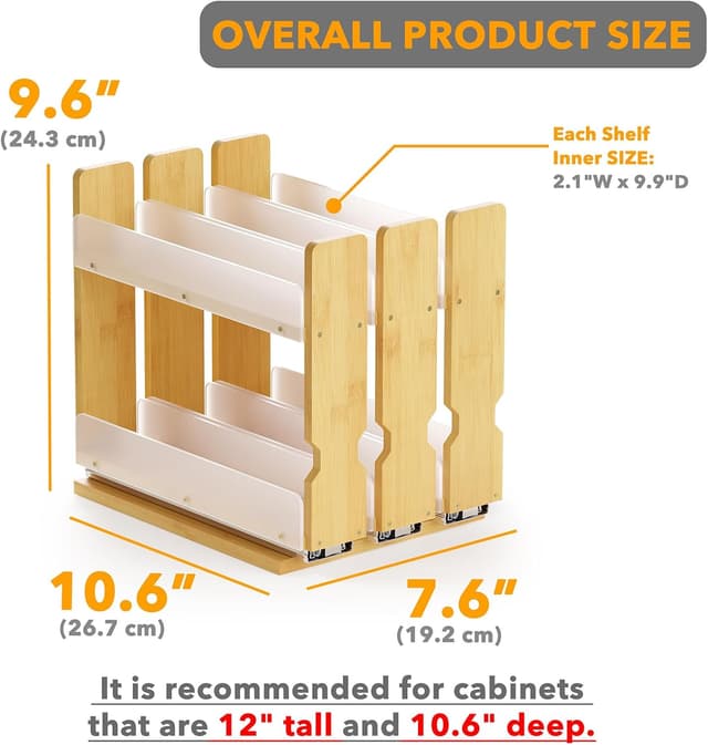 Detalle 1 de SpaceAid Bamboo Pull Out Spice Rack Organizer