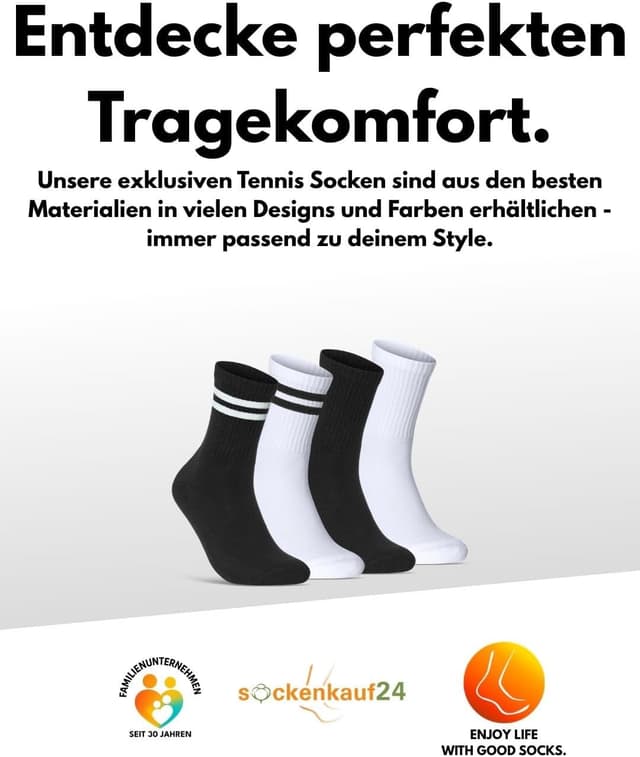Thumbnail 6 de sockenkauf24 Herren Tennissocken im 6er-Set – gepolsterte Retro Crew-Sportsocken aus Baumwolle