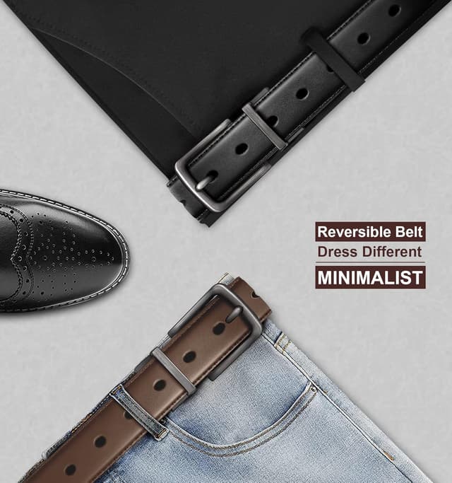 Thumbnail 6 de BULLIANT Men’s Reversible Leather Belt (1 1/4") – Black & Brown, Adjustable Fit