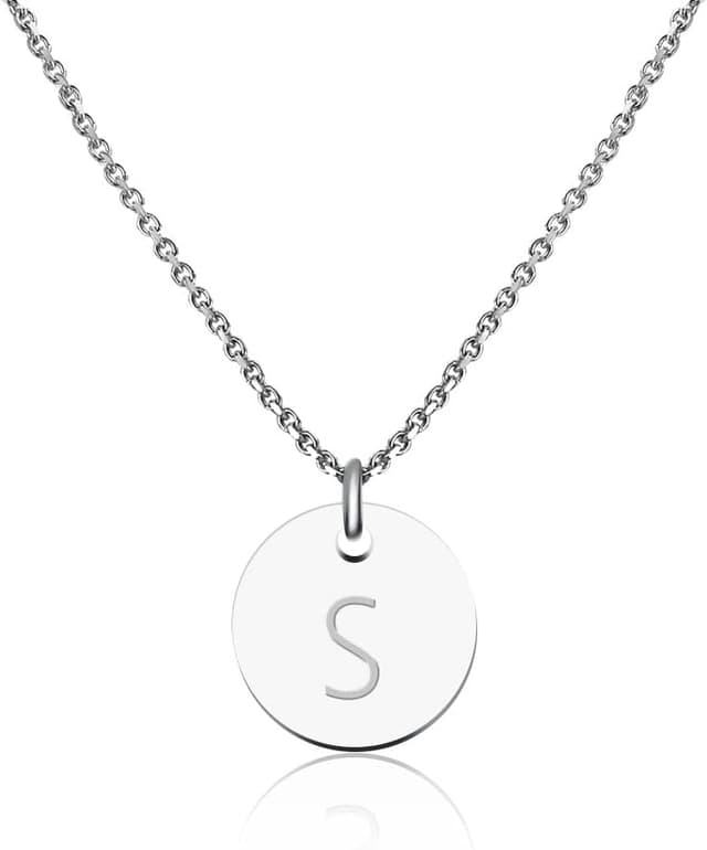 Detalle de Collier à pendentif avec lettre gravée GD GOOD.designs – argenté, chaîne ajustable