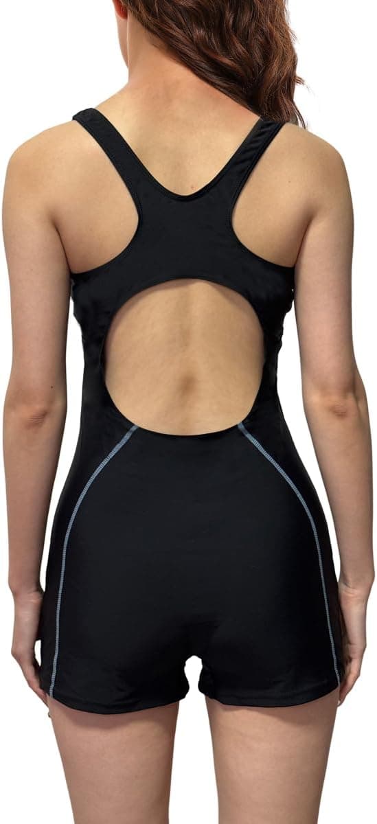 Detalle de Ruuione Femme Maillot de bain une pièce sport aminci ssant — version shorty, rayures et séchage rapide