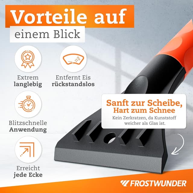 Detalle de FROSTWUNDER Das Original Eiskratzer-Auto mit Besen (41 cm) – Profi-Schneebesen gegen Schnee & Eis