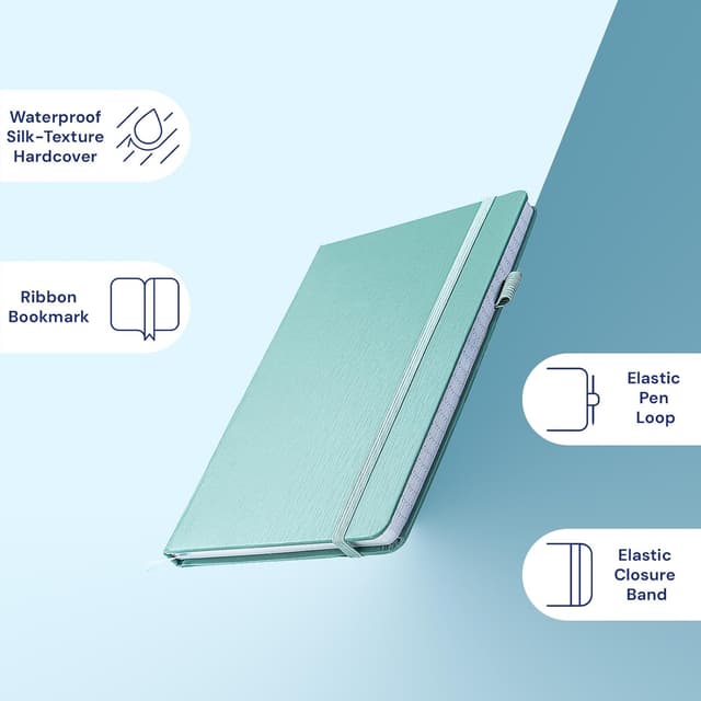 Detalle 2 de ONAVIA A6 Taschen-Notizbuch im 3er Pack – kleine Hardcover Journale mit Linien, Grün/Rosa/Kornblumenblau