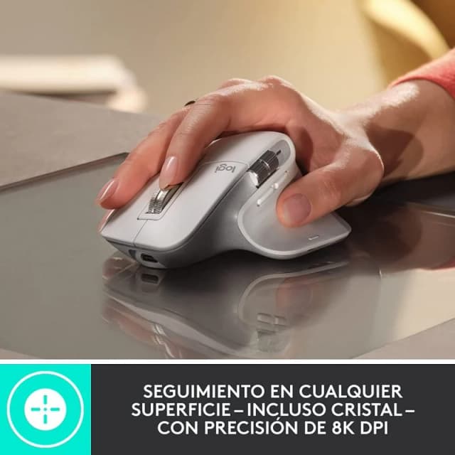 Detalle 2 de Logitech MX Master 3S Inalámbrico Ratón 8000 DPI Blanco 🖱