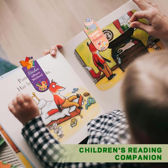 Detalle de 12 magnetische Lesezeichen für Kinder mit Tiermotiven – 12er Set für Schultüte & Kindergeburtstag