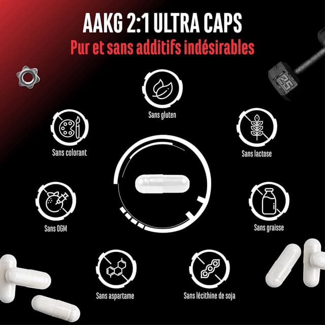Detalle 2 de AAKG Ultra Caps – L-arginine alpha-cétoglutarate pure 1150 mg 🍒?