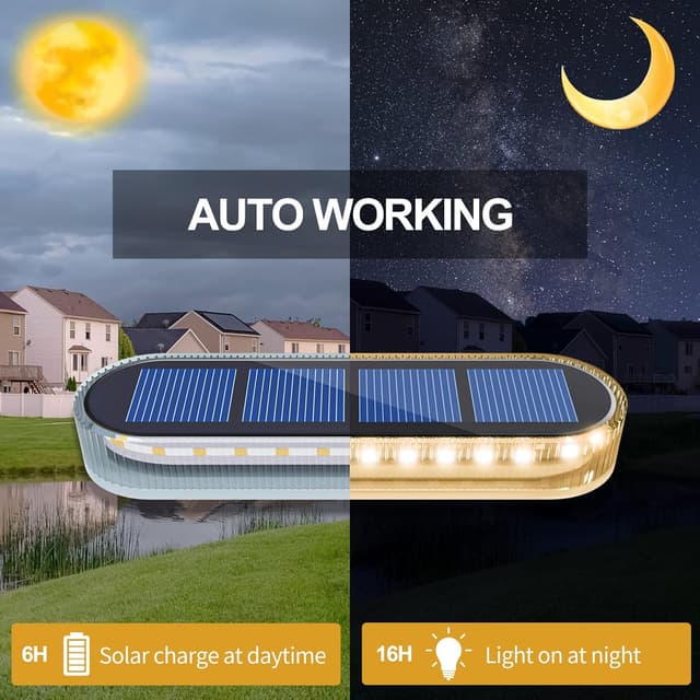 Detalle de YiLaie Solar Deck Lights (6-pack) with 30 LEDs and IP68 waterproof step lights for outdoor paths