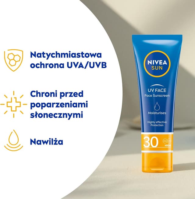 Detalle de NIVEA SUN UV Face Crème solaire SPF30 légère et hydratante pour le visage (50 ml)