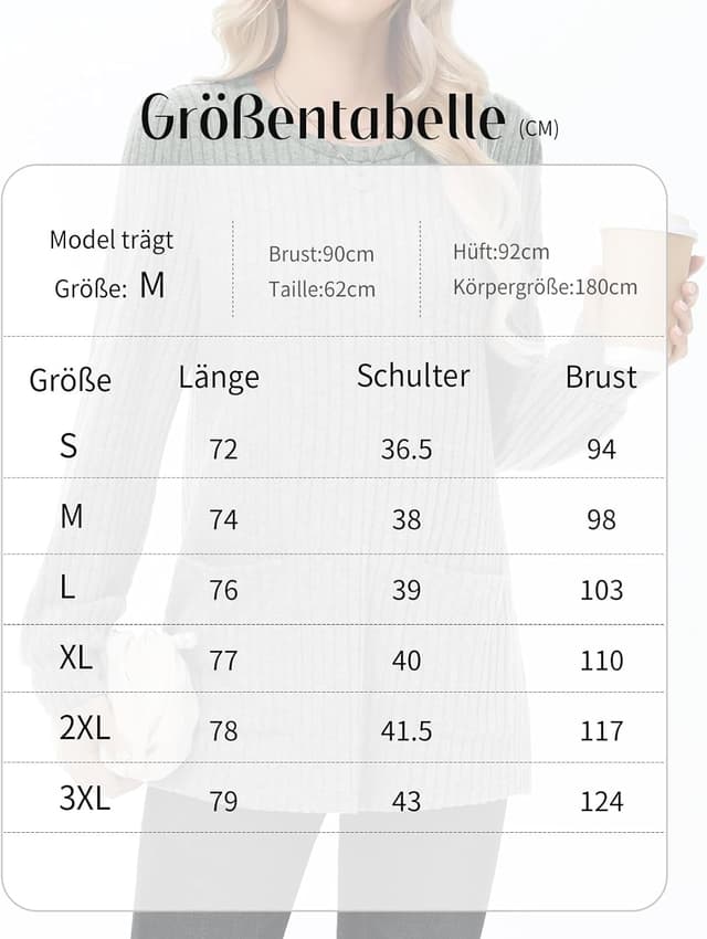 Detalle 2 de Leichter Damen Strickpullover mit Taschen