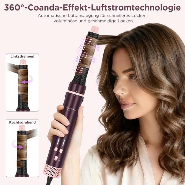 Detalle de PARWIN PRO BEAUTY MaxAIR 2.0 7-in-1 Airstyler Set (Doppelspannung) „Jasper Plum“