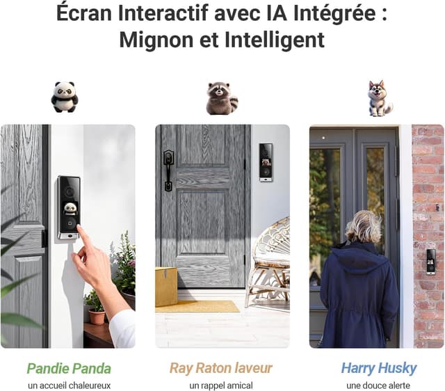 Detalle de EZVIZ Sonnette sans fil extérieure étanche EP8 Ultra avec carillon, double caméra 6MP+2MP et écran interactif