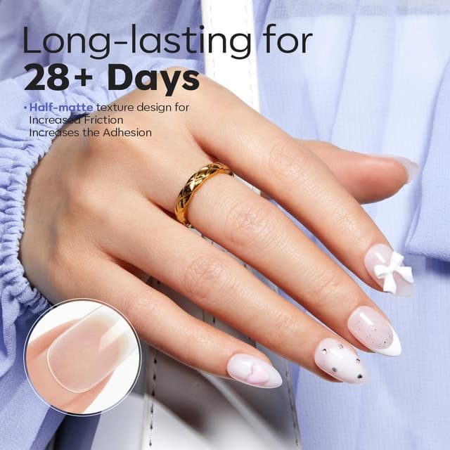 Detalle de Modelones Nageltips 510 Stück Full Cover (kurze Almond) – PMMA Gel Tips Set zum Aufkleben für DIY-Nail-Art