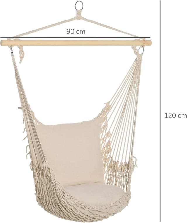 Thumbnail 6 de Outsunny Silla Colgante Hamaca 120 kg Crema