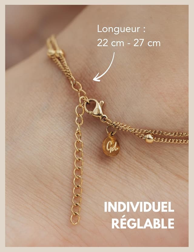 Detalle 2 de Bracelet de cheville coeur réglable 22–27 cm 🩷