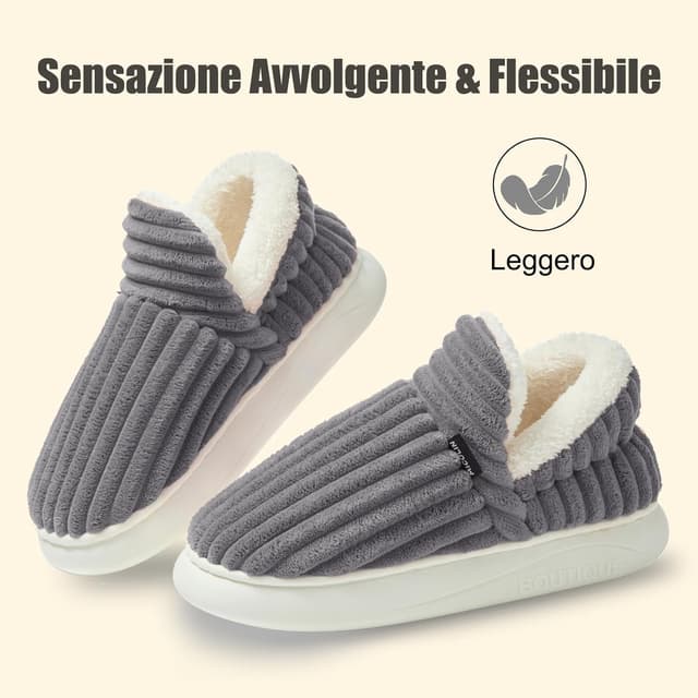 Detalle de Donpapa ciabatte invernali chiuse con memory foam e suola antiscivolo