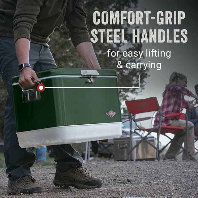 Thumbnail 2 de Coleman Vintage 54qt Steel Belted Cooler with Drain & Have-A-Seat Lid (85-Can Capacity)